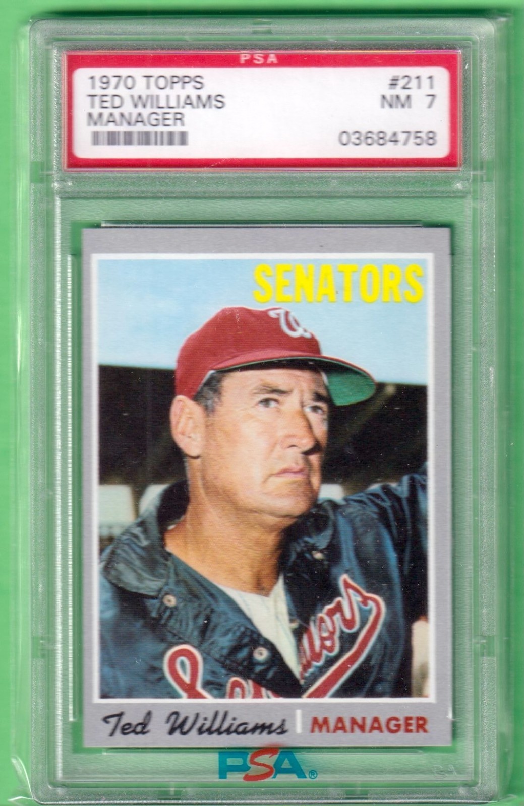 1970 Topps Ted Williams #211 - PSA 7 NM - Washington Senators - HOF