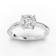 1.00 Ct Round Solitaire Prong Set Lab Grown Diamond Ring 18k White Gold