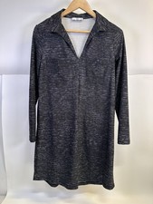 MNG Basics Womens Black Grey Marl Collared Long Sleeve Shift Dress Size S