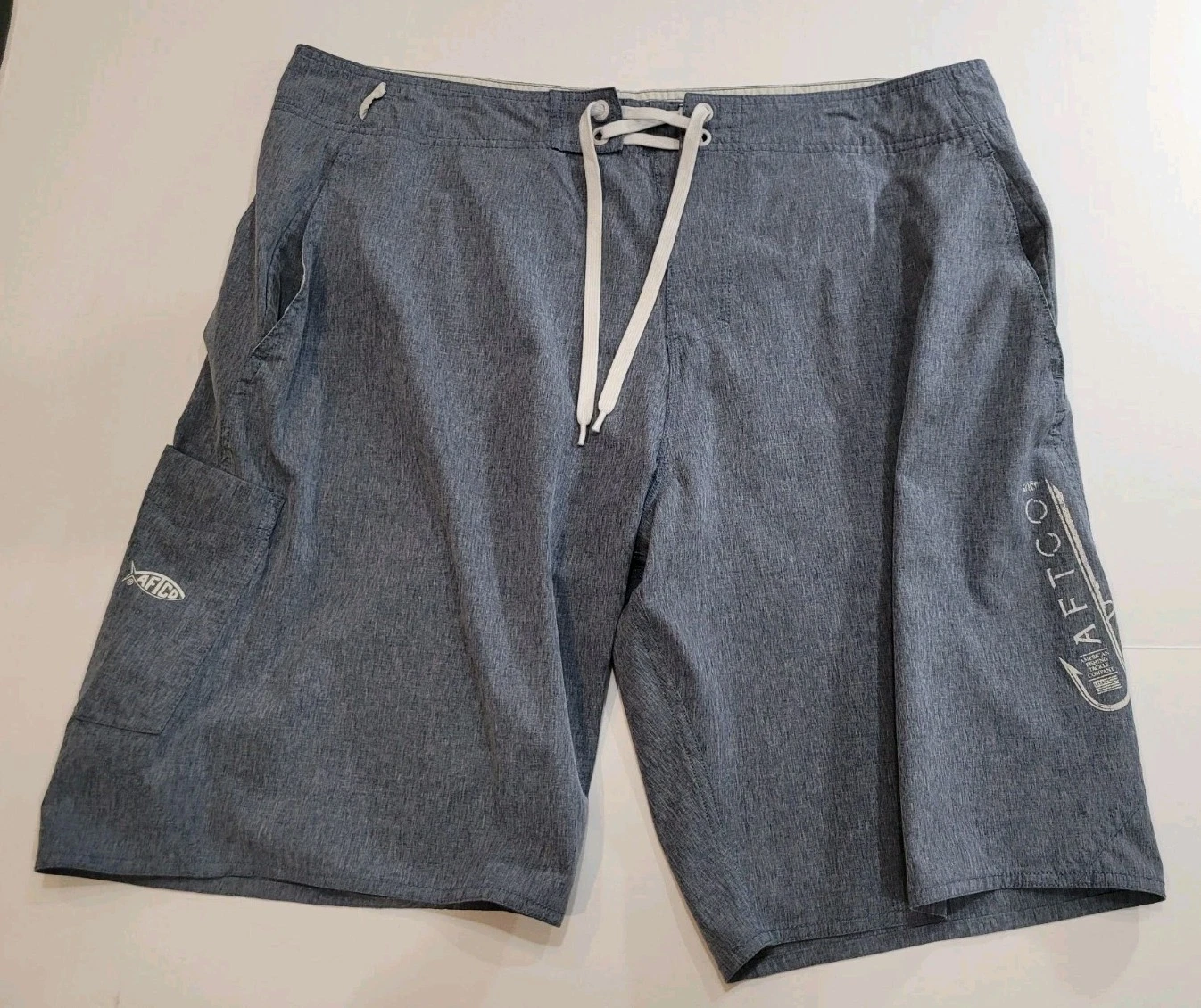 Aftco Shorts Mens 40 Blue Fishing Board Outdoors Beach Surf Swim Trunks Unlined