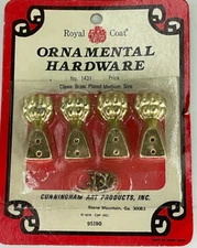1970 Royal Coat Ornamental Hardware #1431-Claws w/Screws-Brass Plated-USA