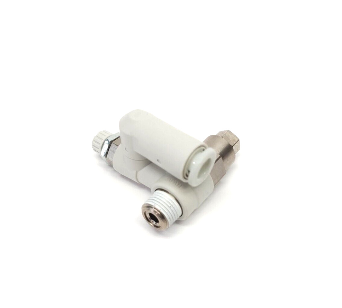 SMC ASP330F-01-06S Elbow Fitting, Flow Control & Pilot Check Valve 6mm OD Tube