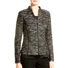 Lafayette 148 New York Women's Zip Front Jacket Blazer Sz 10 Black/White Casual