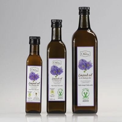 Linseed Flaxseed Oil Dr Budwig diet Cold Pressed Unrefined Ol'Vita - Olej lniany