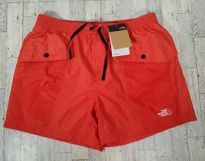 North Face Shorts LARGE Womens Windwall 5'' Outline Horizon Red Mesh Lined NEW