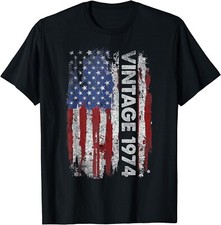 Vintage 1974 USA Flag 50th Birthday Gifts 50 Year Old Bday Gift Unisex T-Shirt