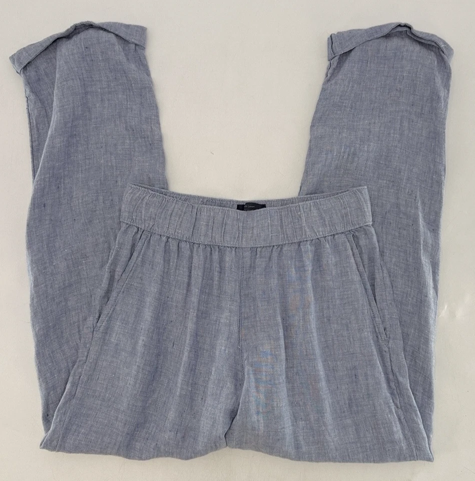 Pantalones Rachel Roy 100 % lino puño dobladillo recortado talla XS playa costa boho Foto 3 de 4