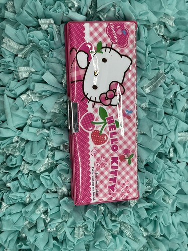 2014 Sanrio Double Sided Magnetic Hello Kitty Pencil Case Pink Vinyl Cherries - Picture 5 of 5