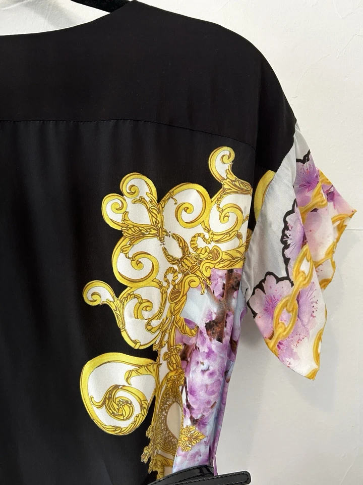 Vestido Clase ROBERTO CAVALLI Hasta la Rodilla Cinturón Mezcla Seda It 40 EE. UU. 6 Foto 4 de 4