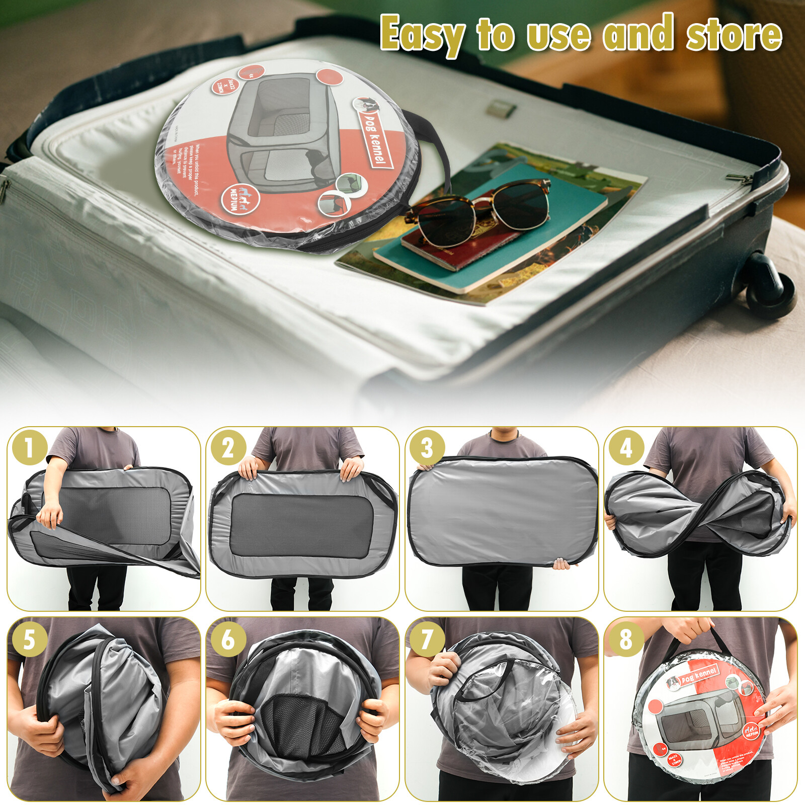 Dog Travel Crate Foldable Pop Up Dog Crate with Storage Bag .w eBay