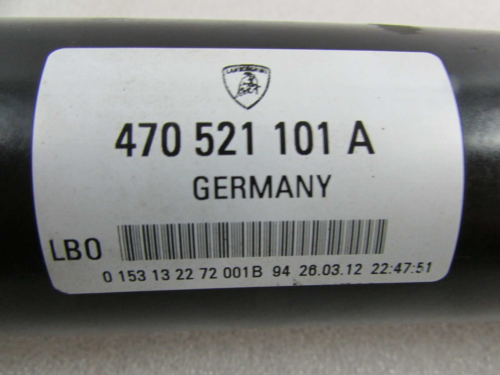 Lamborghini Aventador LP-700 Front Drive Shaft, Used, P/N 470521101A
