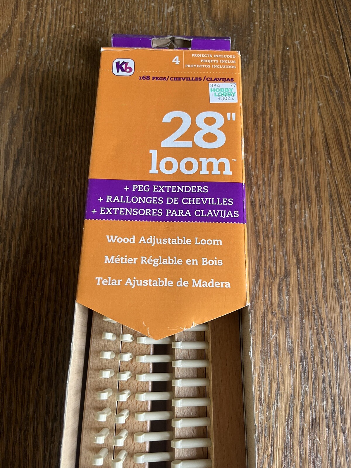 KB 28" Adjustable Wood Loom Peg Extenders Knitting Board Afghans Shawls