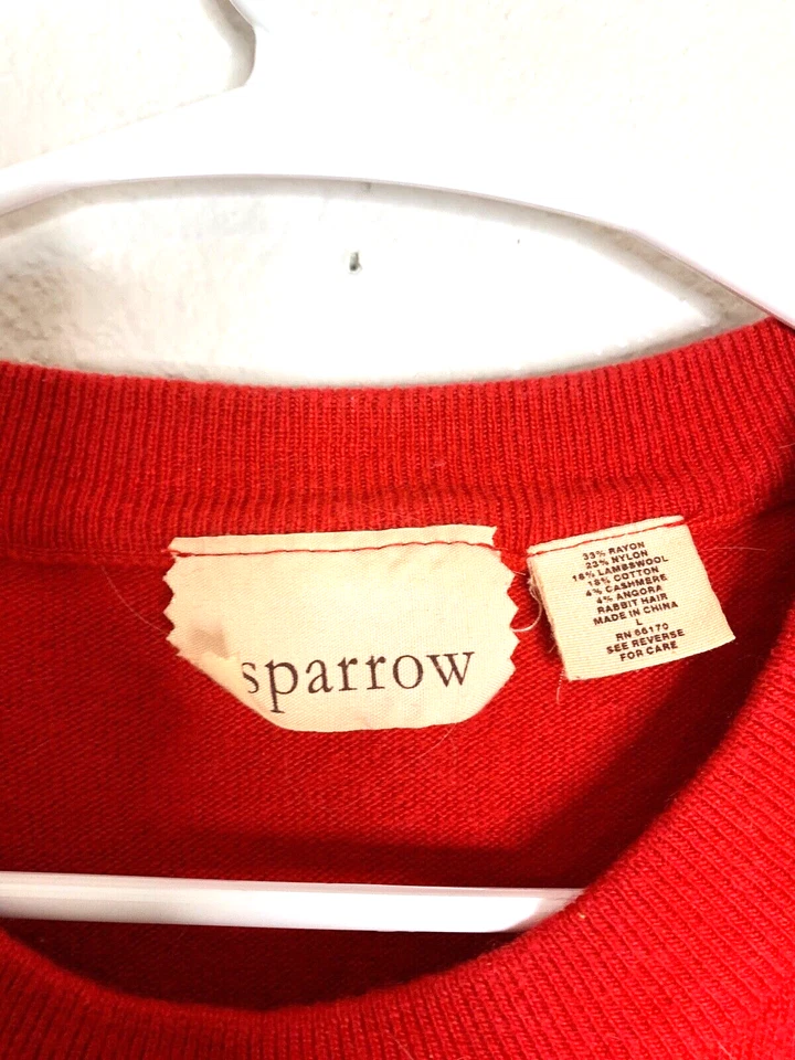 Sparrow Womens Sz L Sweater Button Long Sleeve Embellished Lambs Wool - Image 3 of 4