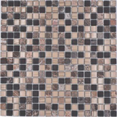 Mosaïque En Verre Et Pierre Naturelle Emperador – Brun Foncé/gris Anthracite – Mat Ou Brillant