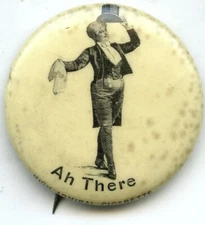 1890's Ah There High Admiral Cigarettes Celluloid Pinback Button Pin - E819