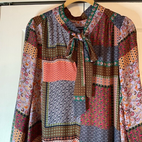 Roaman’s Patchwork Boho Ruffle Long Sleeve Dress … - image 2