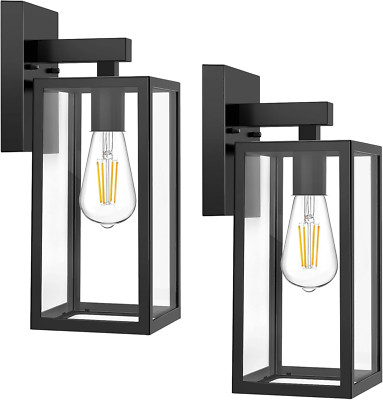 Outdoor Wall Sconce, Exterior Waterproof Wall Lantern Light Fixtures, Black Porc
