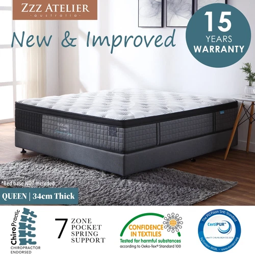 QUEEN Mattress *7 Zone Pocket Spring Mattress Latex Foam EuroTop *Chiro Endorsed