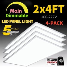 2x4Ft LED Panel Troffer Edge-Lit Flat 4 Pack 75 Watt,7800LM Drop Ceiling Light