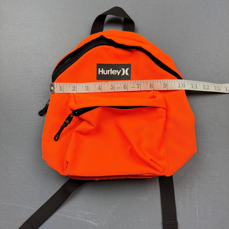 Mini Mochila Hurley Para Mujer Naranja Negro Logo Correas Ajustables Bolso de Viaje Foto 4 de 4