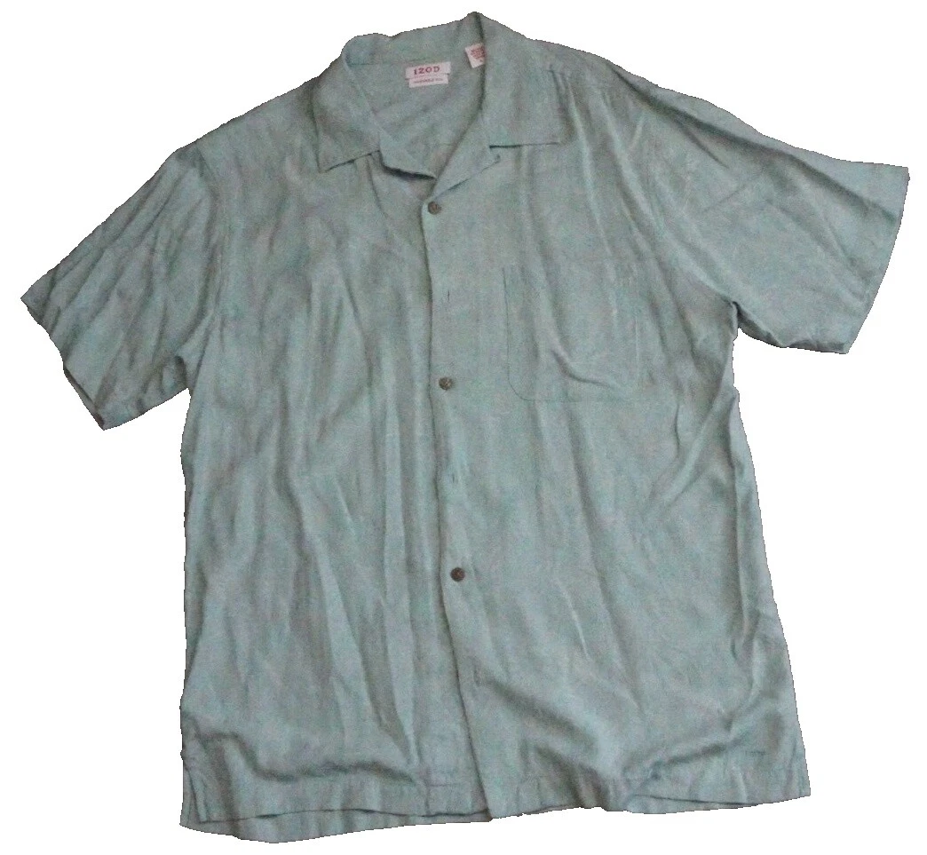 IZOD 丝绸纯色休闲纽扣衬衫男士