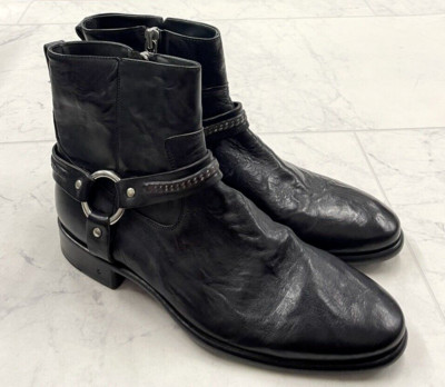 New $698 John Varvatos (F) Eldridge Harness Leather Boot In Black Size: 8