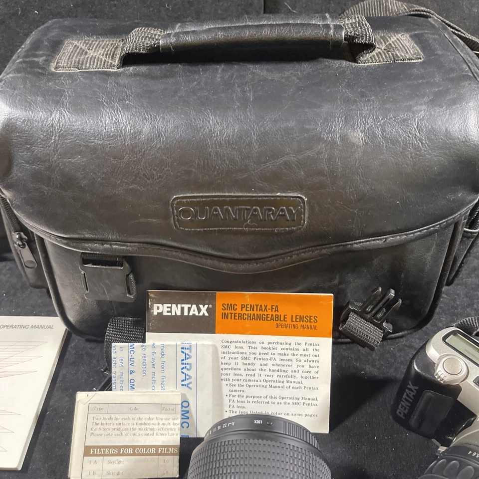 Pentax ZX-50 Camera W 35-80MM Manual and Bag extra Lences Quantaray tech-10 - Image 3 of 4