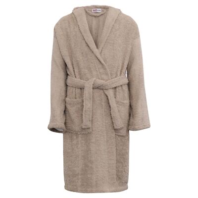 Kids Girls Cotton Soft Terry Hooded Stone Bathrobe Luxury Dressing Gown 2-13 Yr