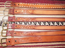 Vintage Western C M Co Buckstitch/Tooled Leather Belts 6 pc Size 24 NEW