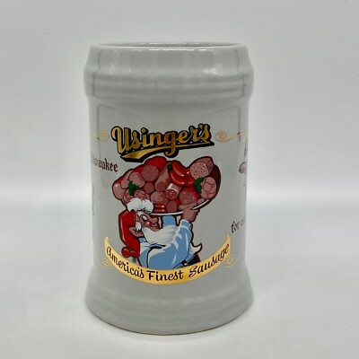 Usinger's Sausage Gray Stoneware Beer Stein Mug Milwaukee Wisconsin Gnome