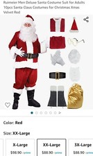 Men Deluxe Santa Costume Suit for Adults 10pcs set. Size XXL.