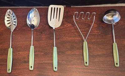 Vintage Green FOLEY Utensils - Set Of 5