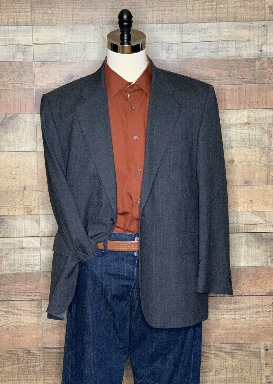 FILA Giacca blazer cappotto sportivo lana grigio antracite Alexandre London Savile Row uomo 44S