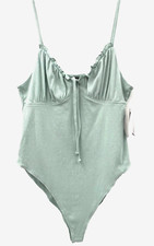 Wild Fable Women  s Mint Green Bodysuit Large Adjustable Straps Ruffle Chest NWT