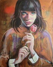 Original Mixed Media on canvas painting* 20 x 16 in*Presentiment of spring*