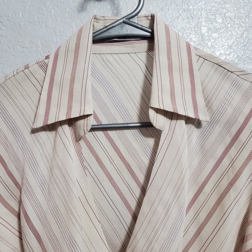 MM Lafleur Mickey Wickelbluse Damen 8 elfenbein gestreift ärmellos V-Ausschnitt Twill Top - Bild 4 von 11