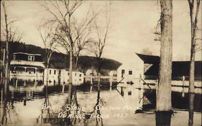 Vintage 1927 RPPC Canton Maine ME Flooded Streets FLOOD DISASTER Real Photo PC