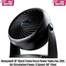 Honeywell 10” Black Turbo Force Power Table Fan, 30ft. Air Circulation Power