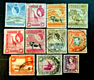 11 KENYA UGANDA TANGANYIKA STAMPS KGVI QEII 1930s 1950s USED