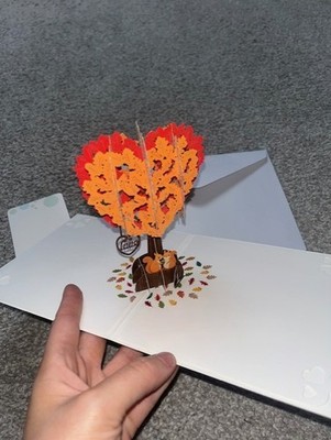 Cute Red and Orange Love Heart Pop Up Card New Never Used in Packaging