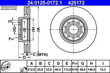 2x ATE Bremsscheibe 24.0125-0172.1 für VW PASSAT 3B6 3B3 SUPERB SKODA 3U4 B5 3B2