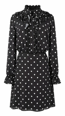 Vivetta Dress Black Polka Dot Flandrin Ruffle Trim Fit & Flare IT 42 UK 10 NEW