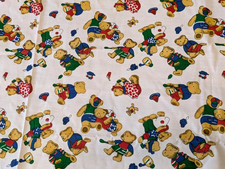 Fabric Teddy Bears Playing Pink Background Approx 43" x 36" 1 Yard