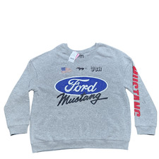 Ford Mustang Sweatshirt NWT Unisex XL Heather Gray Retro Logo