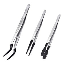 3 Pieces Tweezers with Rubber Tips Tweezers PVC Coated Tweezers Set, Rubber8424