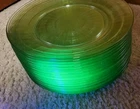 16x Lot 9" Plates Anchor Hocking Block Optic Uranium Depression Glass Saucers