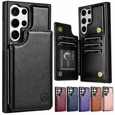 Leather Case For Samsung S26 Ultra S25 FE S24 S23 S22 S21 Plus Flip Wallet Cover