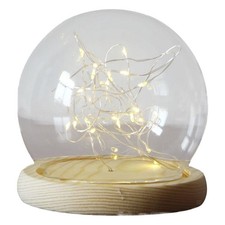 Glass Dome Clear with Wood Base Ball Cover for Housewares Preserved Flower
