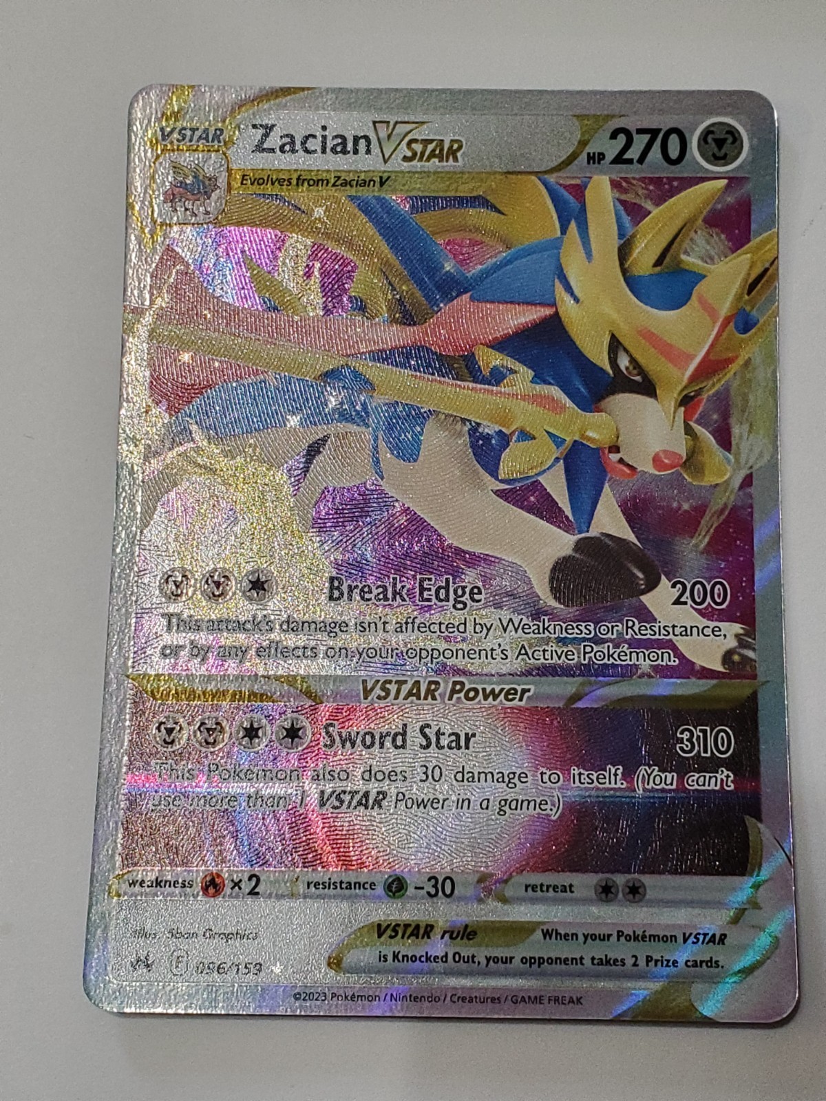 Zacian VSTAR 096/159 - Crown Zenith Ultra Rare - Pokémon TCG (NM)