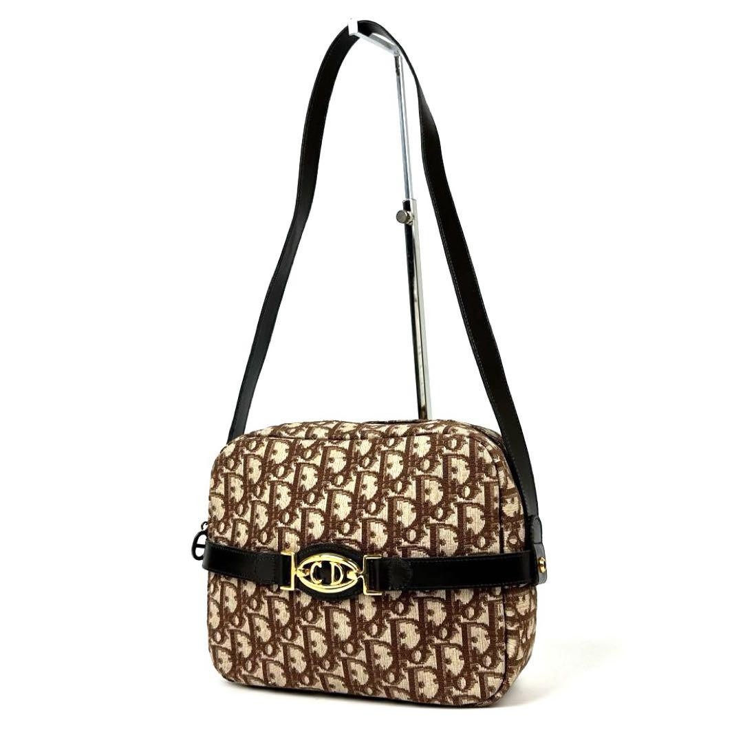 Dior Trotter Shoulder Bag in Brown Canvas & Leather Classic Designer Handbag for Women